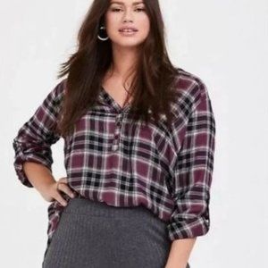 Torrid Purple Plaid Blouse